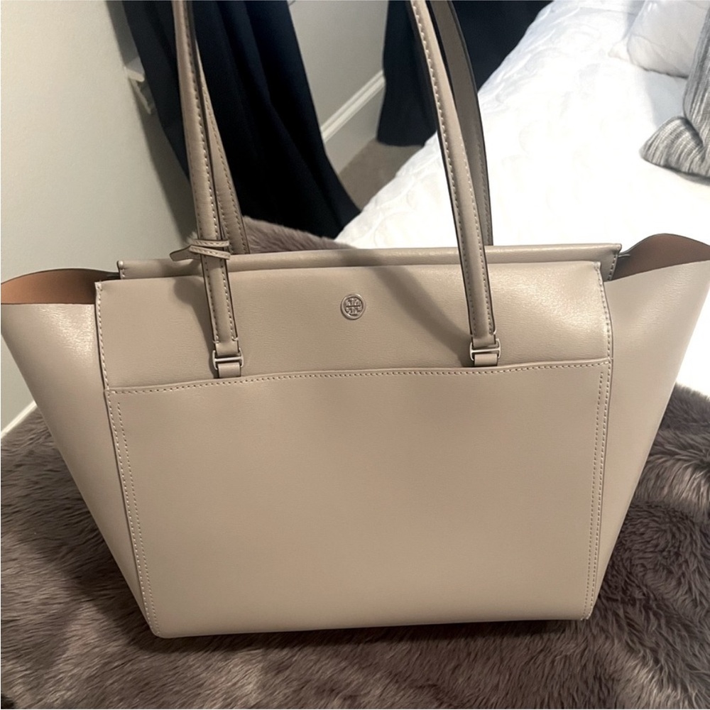 Tory Burch Taupe Leather Tote